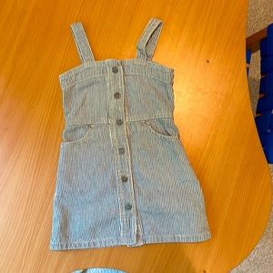 Stella McCartney kids denim blue and white striped dress, used.